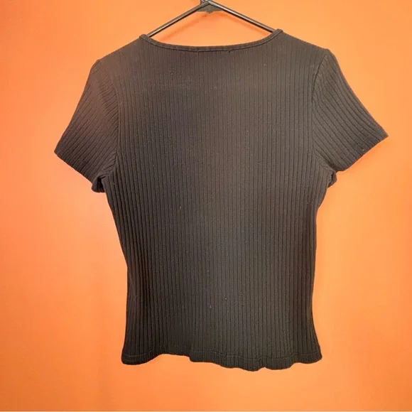 Sanctuary Black Ribbed Button-Down Shirt - Picture 4 of 7